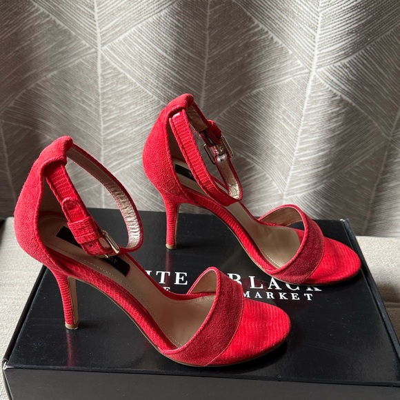 WHBM Filia Suede Ankle Strap Heels, Red, 5.5M - Picture 7 of 13